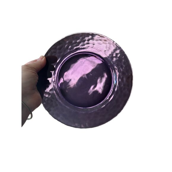 Set 5 Studio Bormioli Rocco Hammered Amethyst Purple 8” Salad/Dessert Plates Vtg - Picture 1 of 8